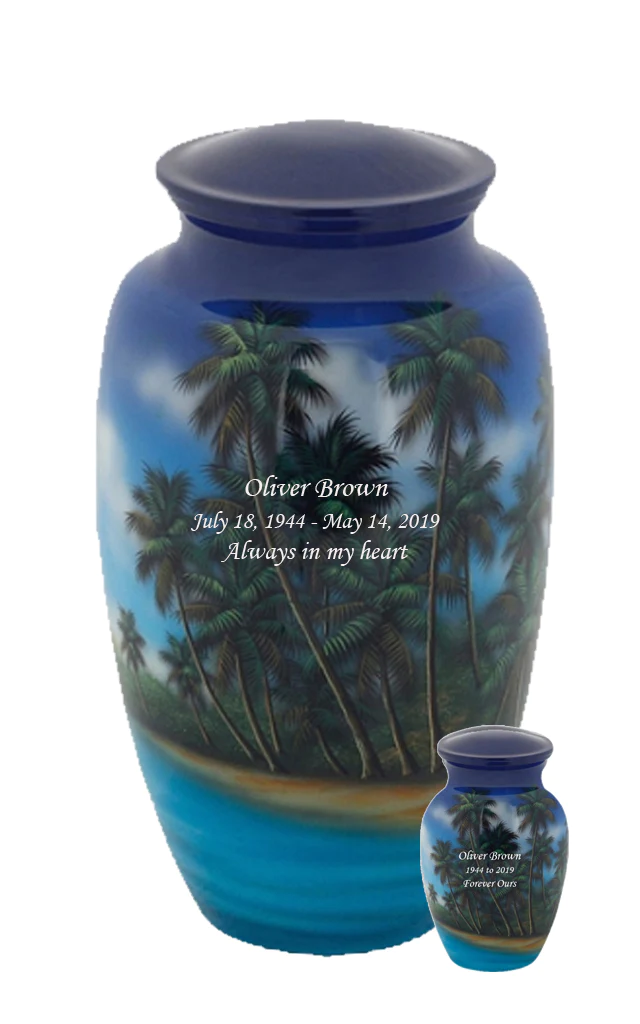 IUHP124 Hand Painted Ocean Breeze and Palm Trees Cremation Urn – Keith ...